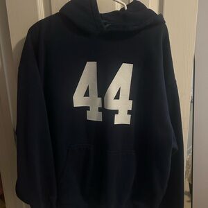 Brandy Melville Dark Blue Hoodie with White Print